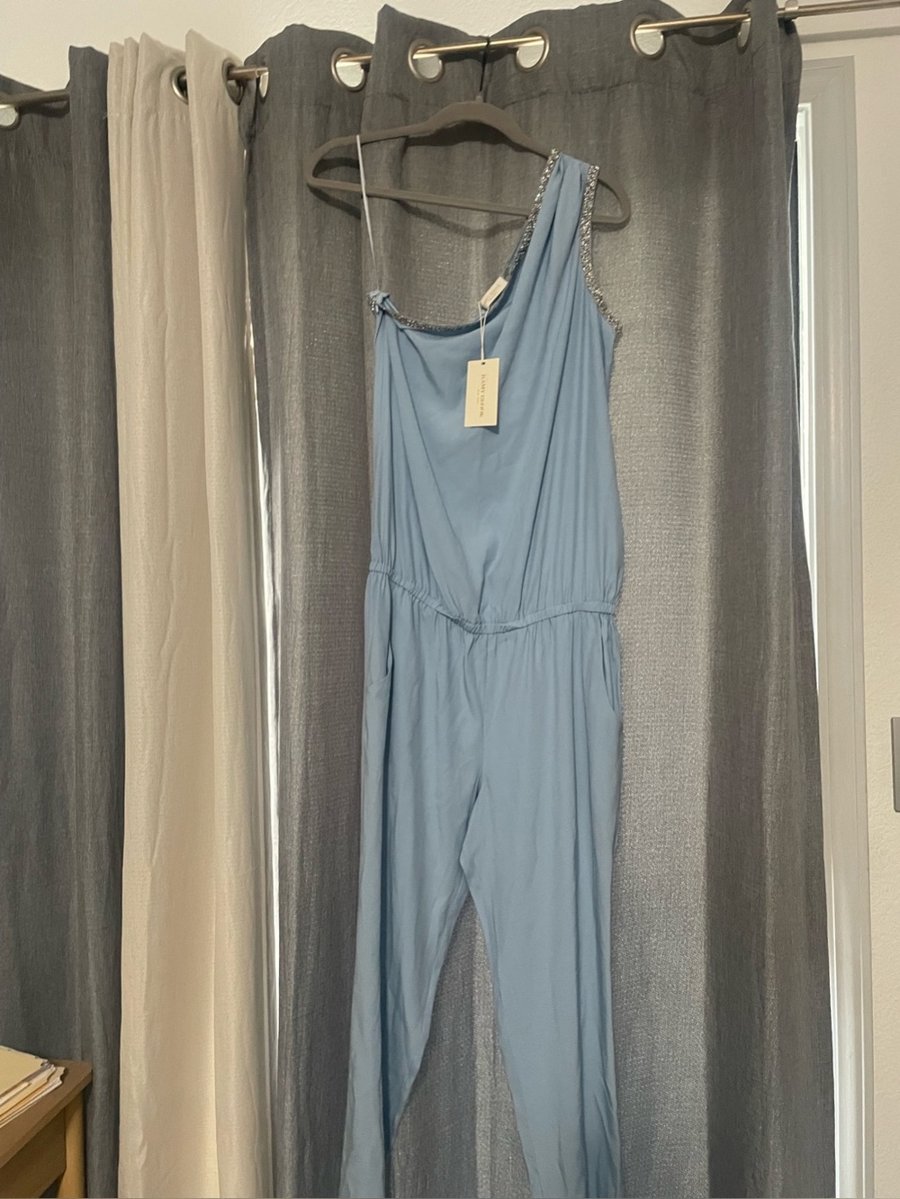 Rami Brook One-Shoulder Light Blue Jumpsuit